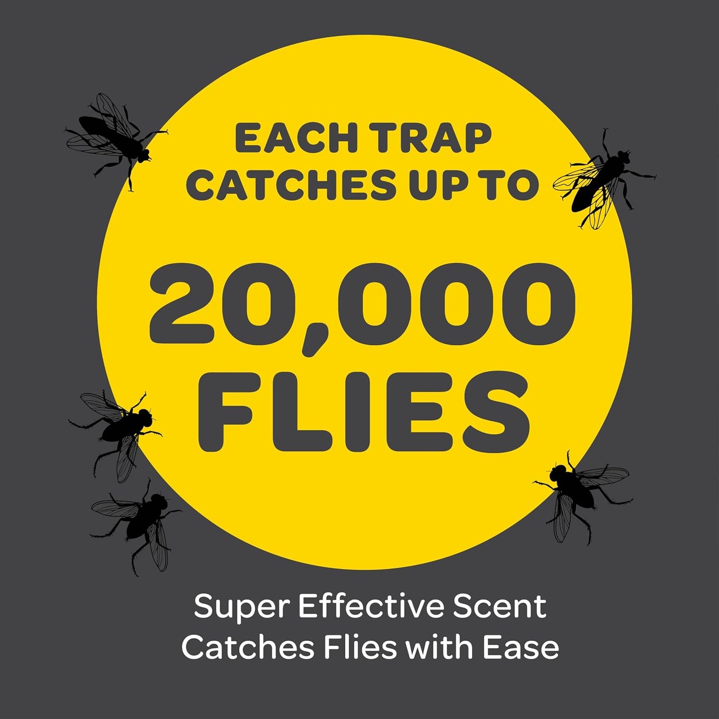 Outdoor Fly Trap Bags [Set of 4] Disposable Fly Traps Outdoor - Hanging Fly Traps with dissolvable Non-Toxic Bait - Bug Catcher Killer for All Flies for Outside Bug Control Patio, Barn and Ranch Etc