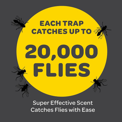 Outdoor Fly Trap Bags [Set of 4] Disposable Fly Traps Outdoor - Hanging Fly Traps with dissolvable Non-Toxic Bait - Bug Catcher Killer for All Flies for Outside Bug Control Patio, Barn and Ranch Etc