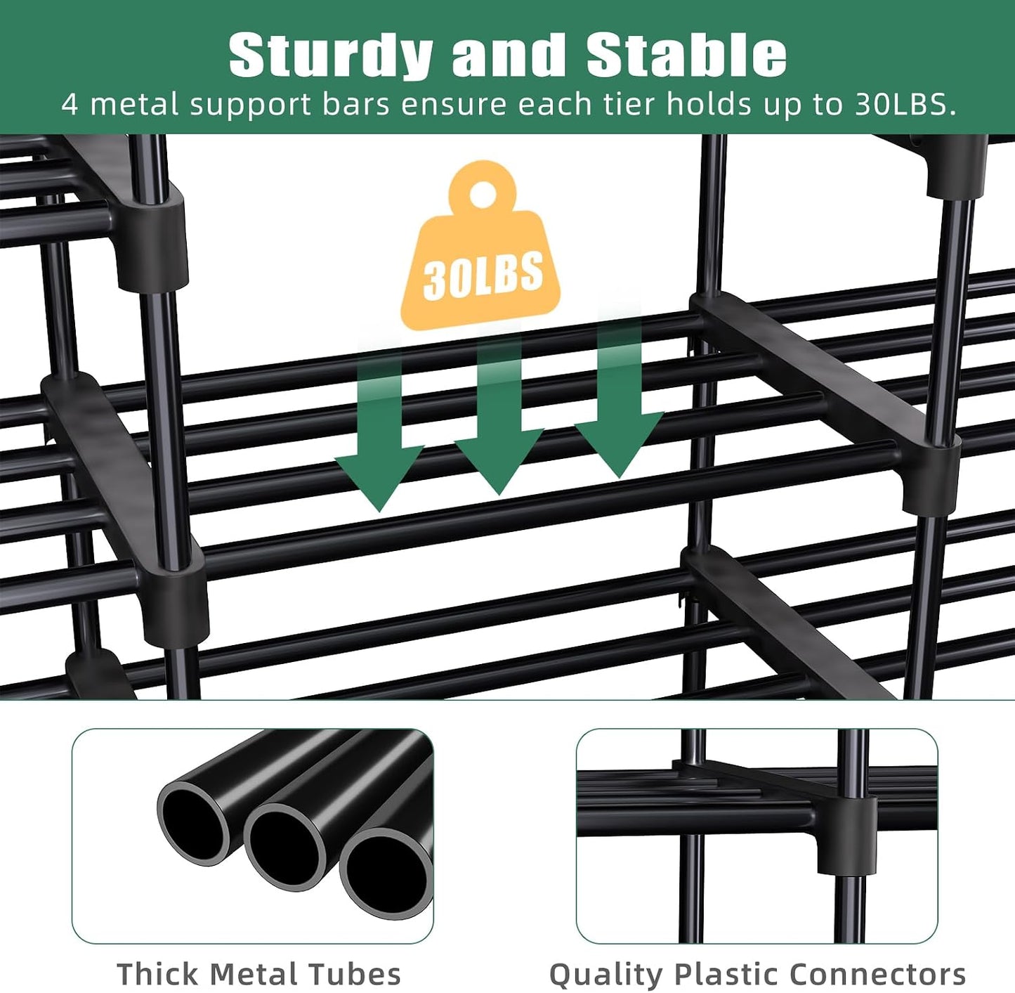 Simple Trending Tall Shoe Rack Storage Holds 40 Pairs, 10 Tier Shoe Organizer Shelf Large Capacity for Entryway Closet, Black