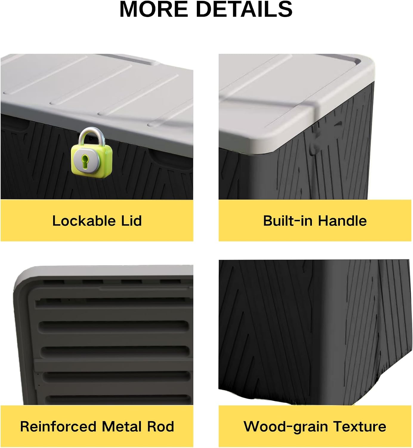 Kingdura 110 Gallon Outdoor Storage Box, Waterproof Resin Deck Box for Indoor and Outdoor Use, Lockable Storage Container for Patio Furniture Cushions Garden Tools (Coffee, 110 Gallon)