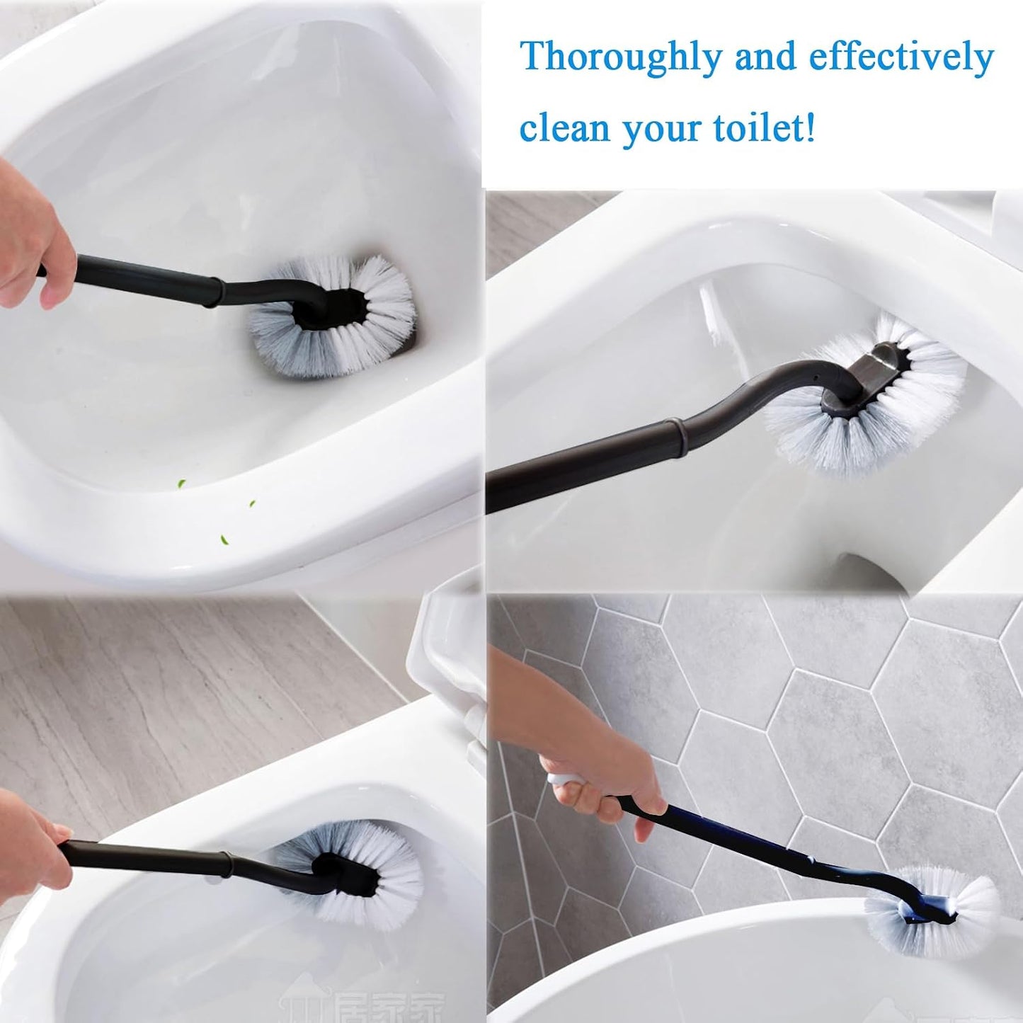 2 Pack Curved Toilet Bowl Brush Without Holder for Bathroom, Compact Toilet Brush Durable Under The Rim Household Deep Cleaning Brushes (White Toilet Brush Without Holder)
