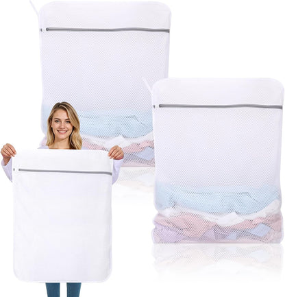 Dntorx 2 Pack XX-Large Mesh Laundry Bags for Delicates, 24 x 32 Inches Reusable Laundry Bag Durable Wash Bags for Washing Machine for College, Family, Travel, Storage