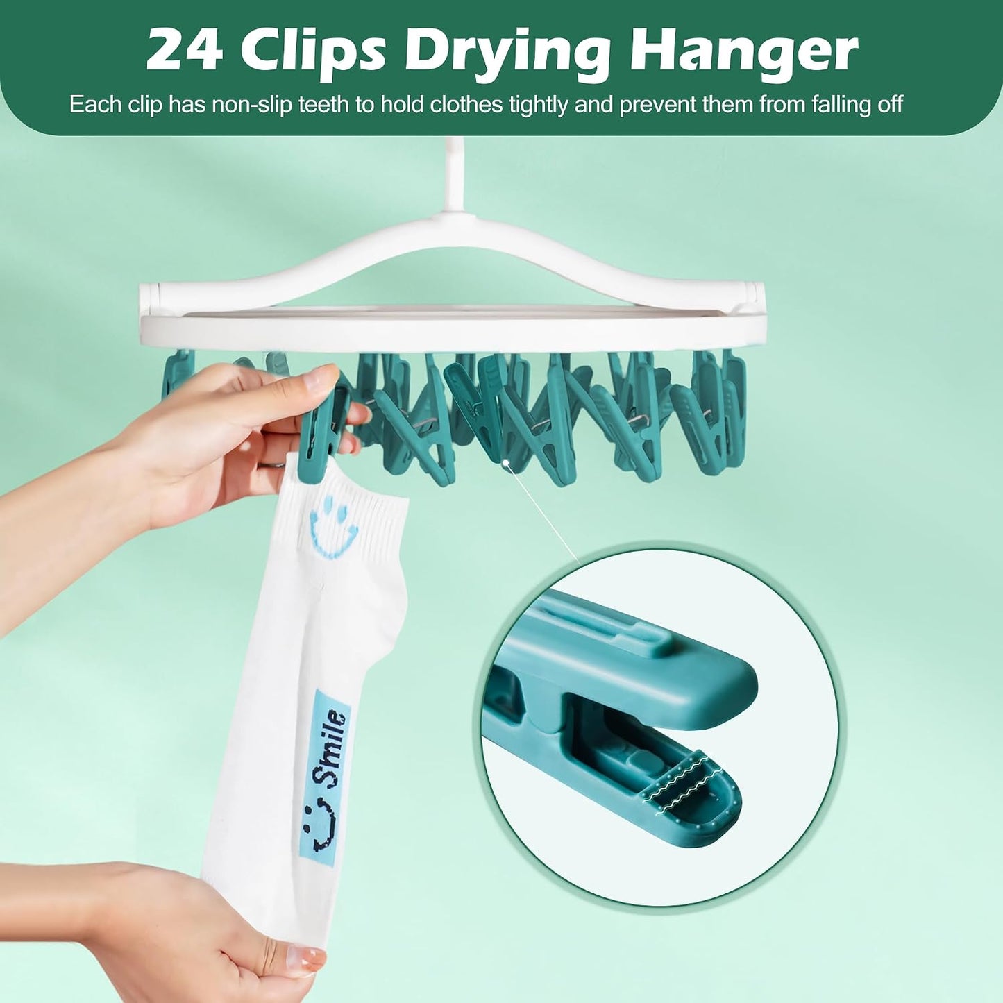 Plastic PP Drying Hanger, Anti-Rusty Drying Rack for Clothes, Socks, Lingeries, Delicates, Drying Hanger with 32 Clips for Baby Clothes, Towels