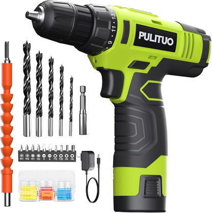 PULITUO Drill Set, 149-Piece Home Tool Set with 12V Pink Cordless Drill, Tool Box, Hand Tool Kits for Women & Men and DIY Enthusiasts, for Home Improvement