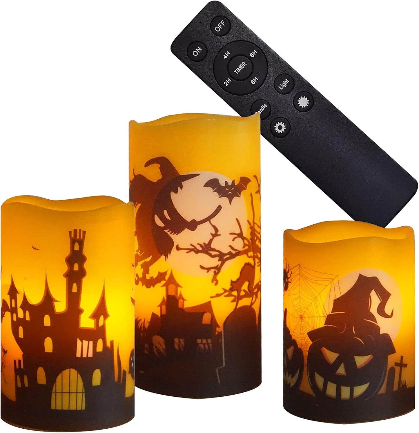 Battery Operated Flameless Candles with Remote Timer Real Wax Realistic Bright Flicker Flickering Electric Electronic LED Pillar Lights Home Wedding Party Decorations Set of 3 Rustic Texture Gray Grey