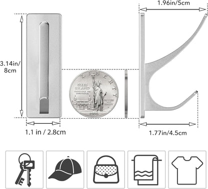 pickpiff White Self Adhesive Coat Hooks for Hanging: 13LB Extra Strong Stainless Wall Hook for Towel, Utensil, Backpack, Hat, Sturdy Metal Hanger for Bathroom, Kitchen, Door, 4-Pack