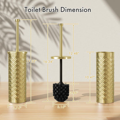 Toilet Bowl Brush and Holder Set 2 Pack with 4 Extra Brush Heads | Extra Long Handle with Splash Guard Cover, Tool-Free Installation, Bathroom Space-Saving, Cleaner Sets for Apartments, RV (White)