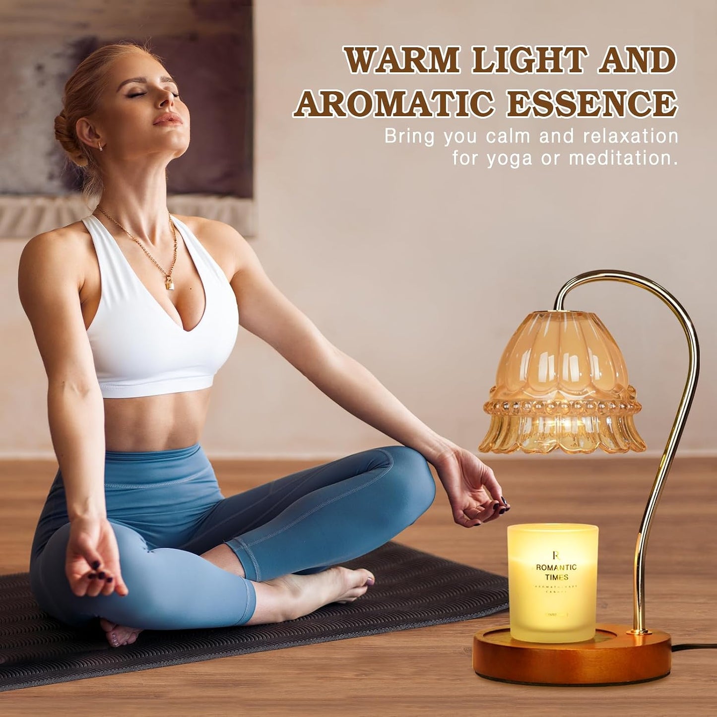 Funistree Flower Candle Warmer Lamp with Timer, Dimmable Candle Lamp Warmer, Christmas Birthday Gifts for Women Mom Her, Housewarming Home Decor, Lotus Wax Warmer for Yankee Candles - Lily Amber