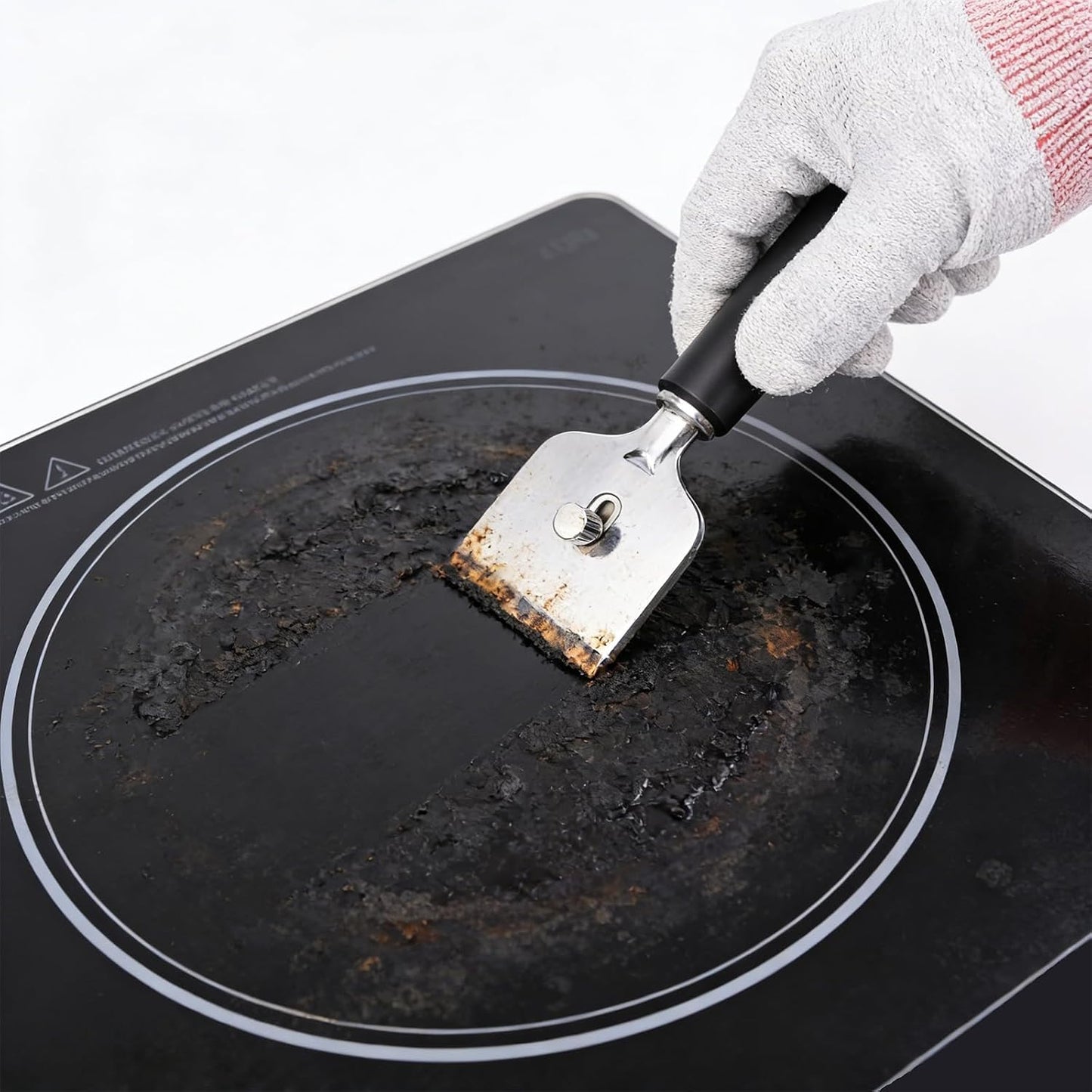 EHDIS Ceramic Hob Scraper with 10pcs Titanium Coated Blades – Metal Razor Blades Scraper Tool for Cooktop, Glass & Stove,Tile | Removes Burnt-On Food & Grease Without Scratching