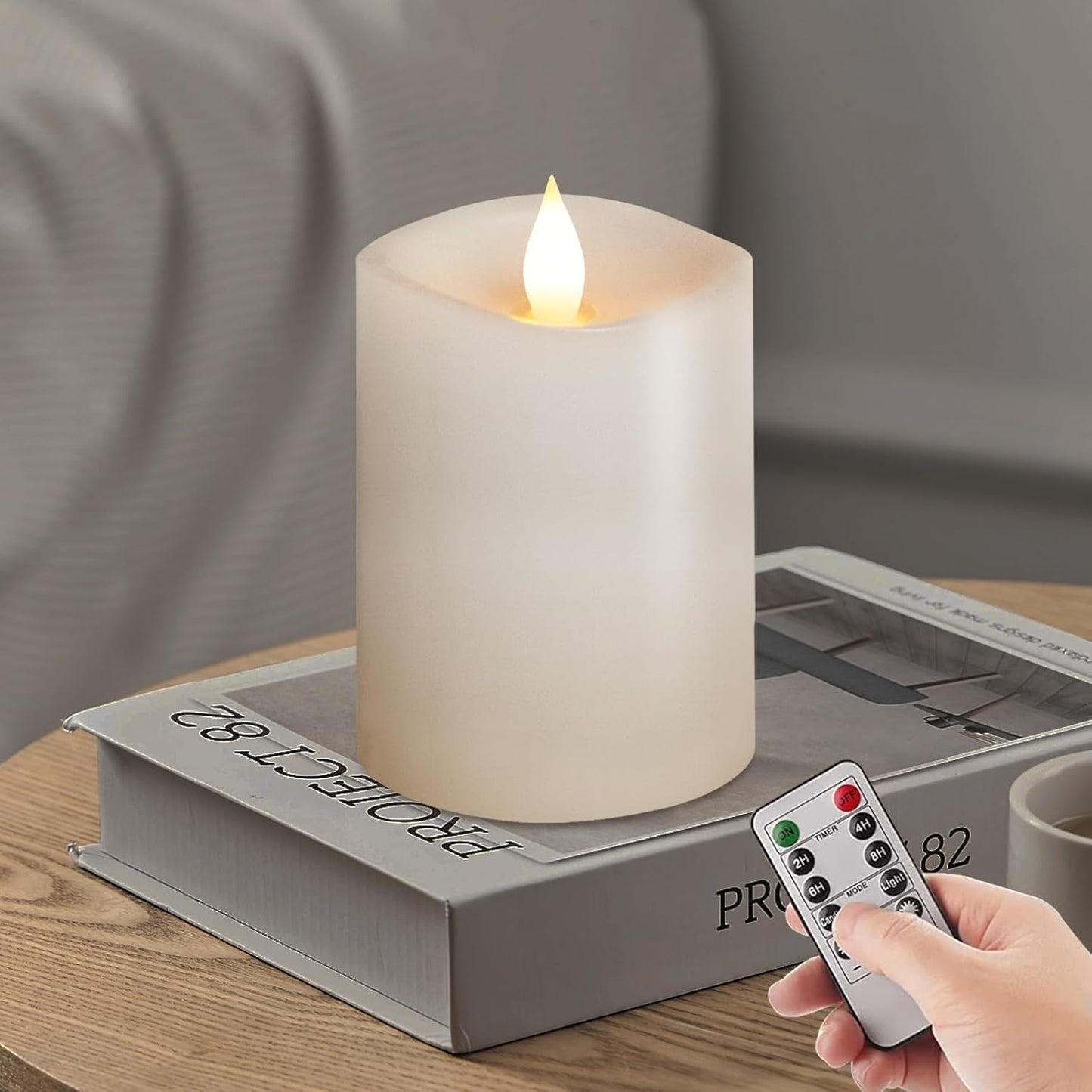 3x3 Flameless Candles with Remote Set of 2, 3 inch Battery Candles Flickering with Timer, LED Pillar Candle for Indoor/Outdoor, White