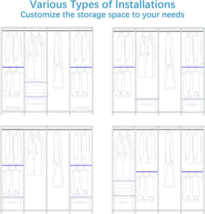 VIPEK V40 Heavy Duty Clothes Rack, 1110lbs Capacity Sturdy Metal Garment Rack, Clothing Rack with 6 Shelves & 4 Hang Rods, Adjustable Open Wardrobe Closet Organizer for Bedroom/Apartment/Retail, Black