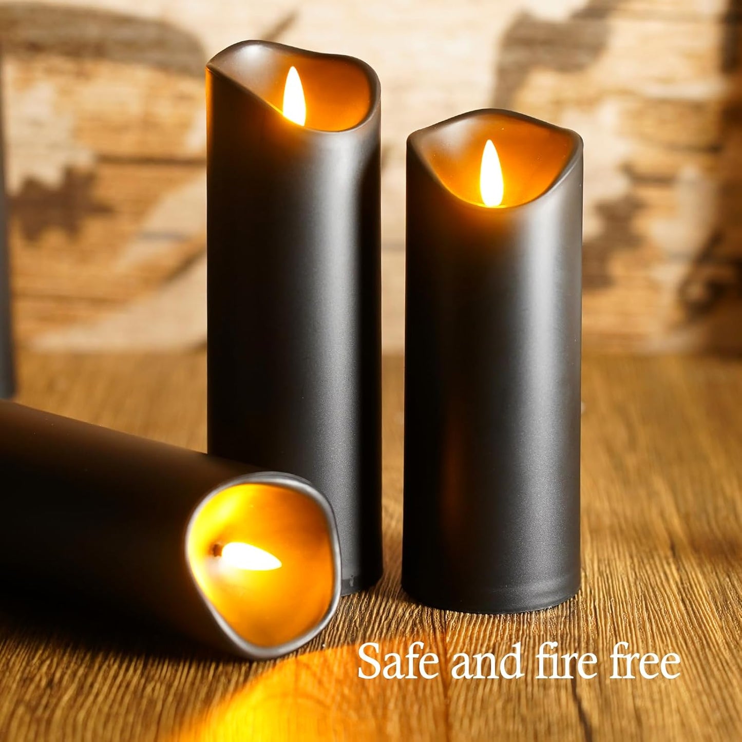 kakoya Flickering Flameless Candles Battery Operated with Remote and 2/4/6/8 H Timer Plexiglass Led Pillar Candles Pack of 9(D2.3 xH5.5 6.5" 7.5") with Realistic 3D Wick Candles for Home Decor(Ivory)