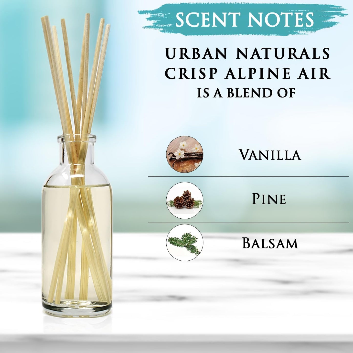 Urban Naturals Smoked Vanilla Reed Diffuser Set with Vanilla Bean, Sandalwood & Leather | Made in the USA - Colors A