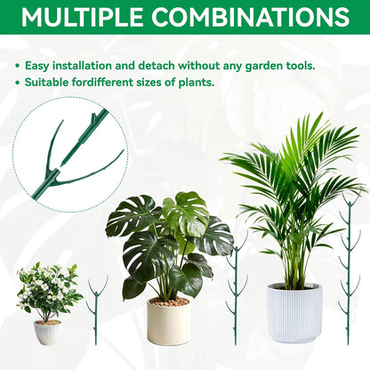 6 Pack Stackable Plant Support Stakes, Stackable Indoor/Outdoor Plant Support Pole with Clamps, Garden Trellis for Supporting Monstera Potted Plants and Climbing Plants