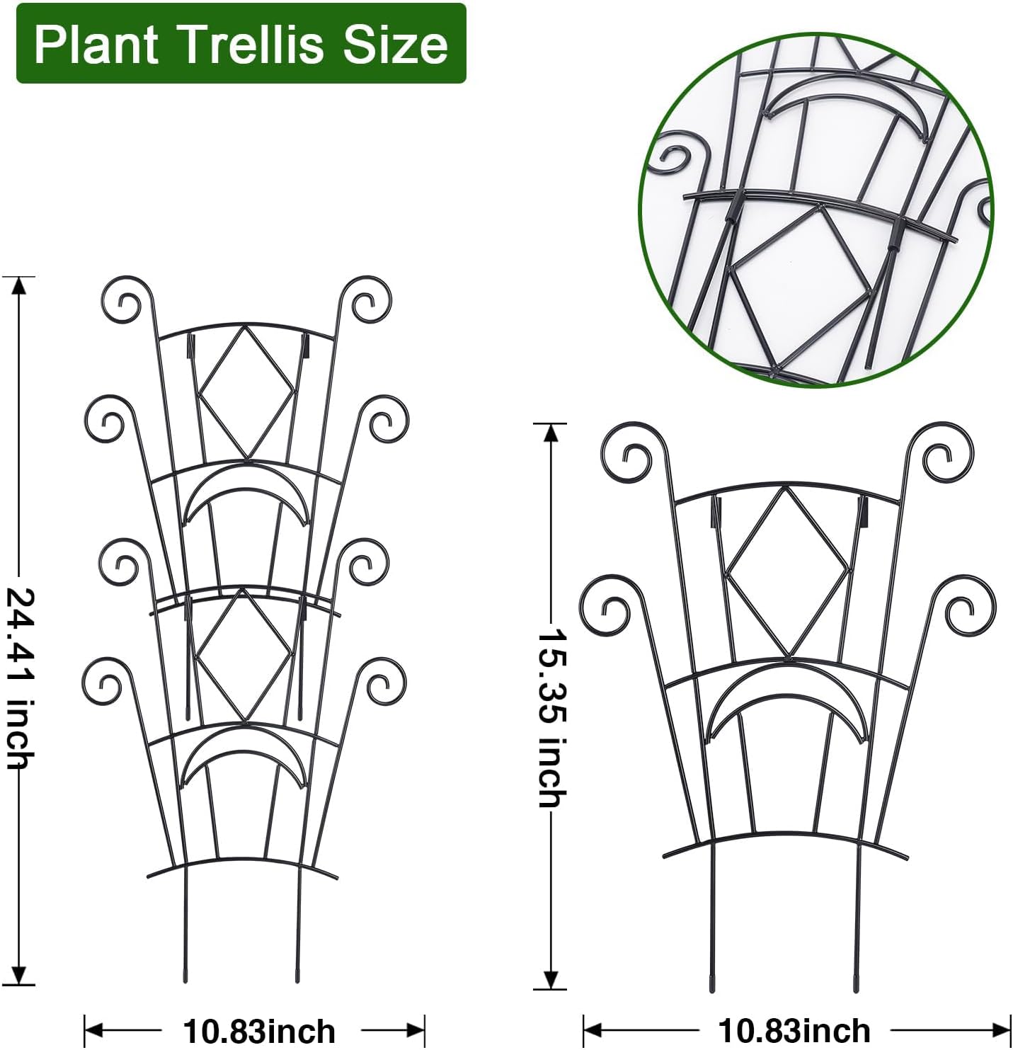 Yhtpouqe Stackable Plant Support Stakes, 2 Pack Metal Twig Plants Trellis for Indoor and Outdoor Use, Garden Accessories for House Potted Flower Monstera Trumpets 15.35 inch