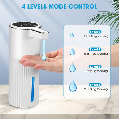 2 Pack Touchless Automatic Soap Dispenser, Smart Sensor Foam Hand Wash Dispenser, USB Rechargeable & Adjustable Customizable for Bathroom Countertop Kitchen Sink, 13.5 oz White Stripes