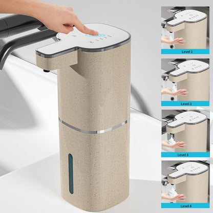 Automatic Foaming Soap Dispenser, Touchless Hand Soap Dispenser, USB Rechargeable, 4 Adjustable Levels, 14.2 oz (420 ml) Large Capacity, for Bathroom, Kitchen & School (Black, Foaming)