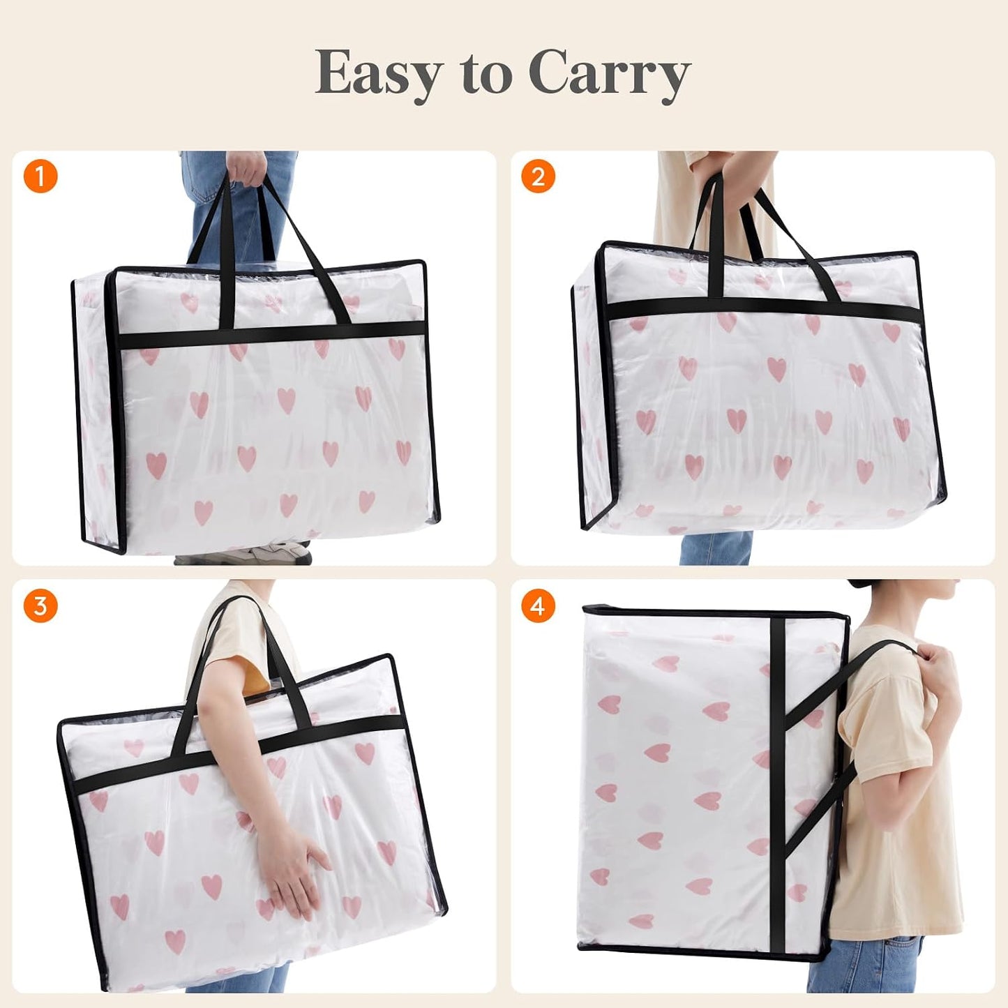 Lifewit 8 Pack Clear Clothes Storage Bags, 60L Plastic Blanket Storage Bag, Vinyl Foldable Moving Bags with Zipper, Closet Organizers and Storage Containers for Bedding, Duvet, Comforter
