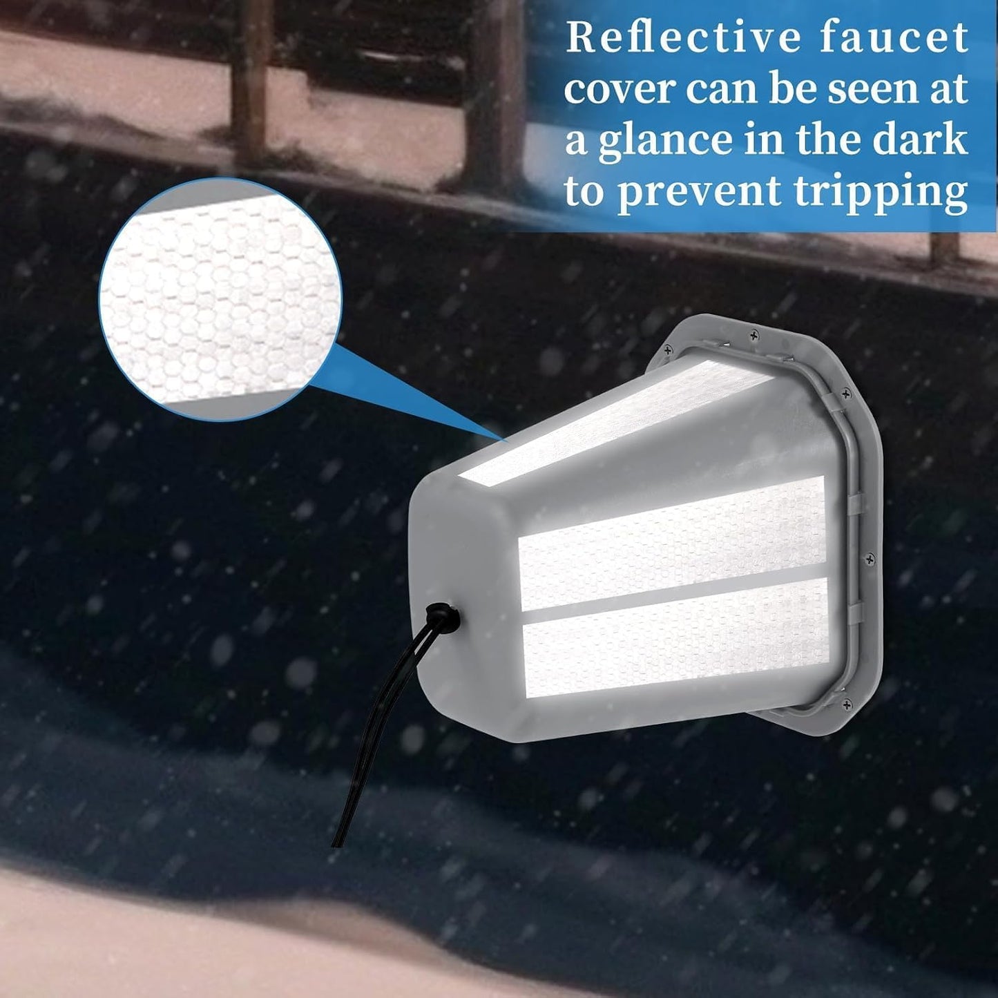 2 Pcs 2 in 1 Extra Long Pet Proof Outdoor Faucet Covers Winter w/Lock 8.5x7x5.5 in Thick Foam Plastic Spigot Cover Reflective Strips Faucet Cover for Outside Water Faucet Freeze Protection (Gray)