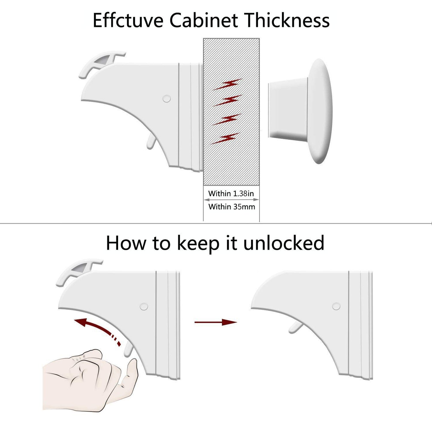Norjews Child Safety Adhesive Magnetic Cabinet Locks (20 Locks and 3 Keys), Easy Install in Seconds, No Screws or Drilling, Invisible Baby Proof Locks for Cabinets and Drawers