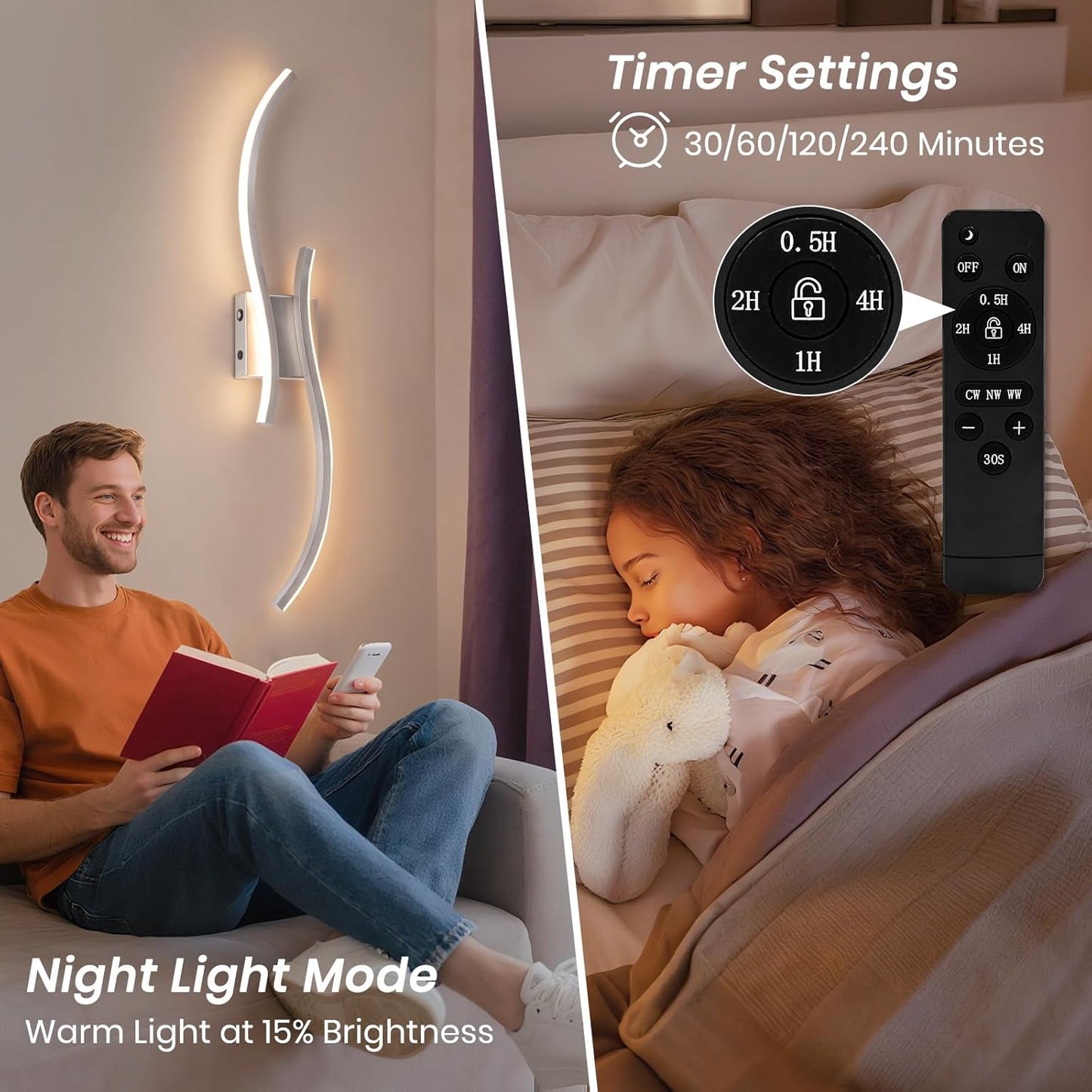 CANEOE Battery Operated Wall Sconce Set of 2, 18000mAh Gold Rechargeable Wall Lights with Remote Control,3000K-6000K Dimmable LED Wireless Wall Light for Living Room Bedroom Hallway,39.3 Inch (Gold)