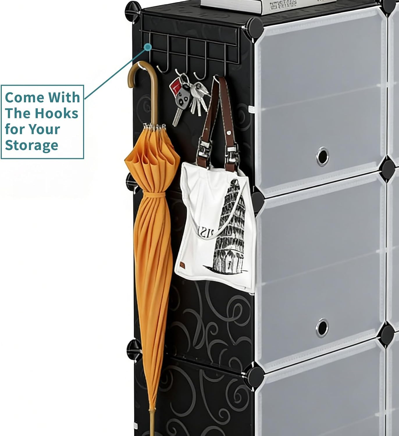 Simple Deluxe 6-Tier Shoe Rack Organizer with Doors, Stackable Shoe Storage Cabinet for Entryway Closet, Plastic Shoe Shelf with Metal Frame, Holds up to 24 Pairs for Bedroom Hallway, Black