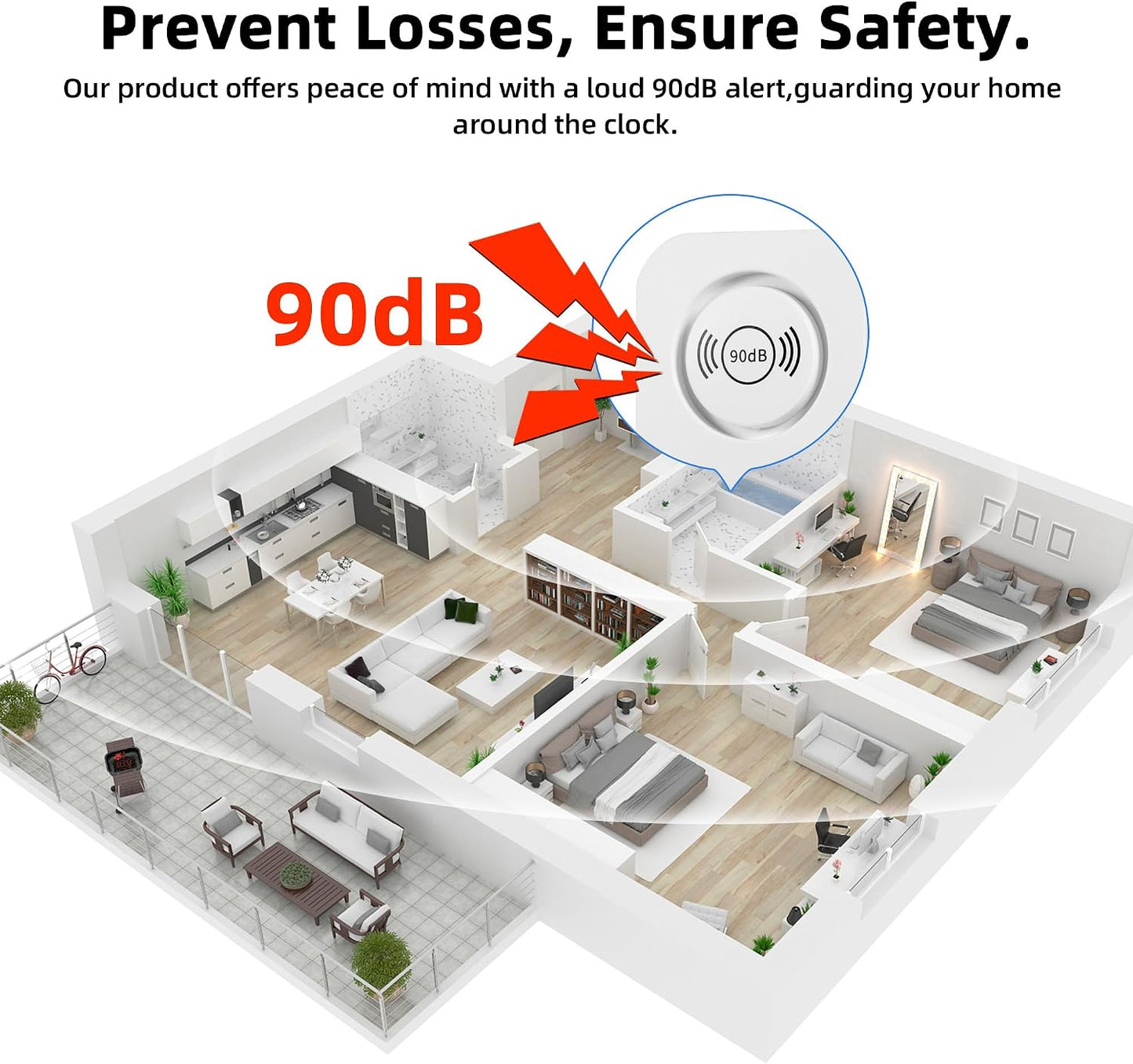 TOWODE Water Detectors Wireless 90dB Alarm Sensor, Sensitive Leak and Drip Alert for Kitchen Bathroom Basement (3 Pack)