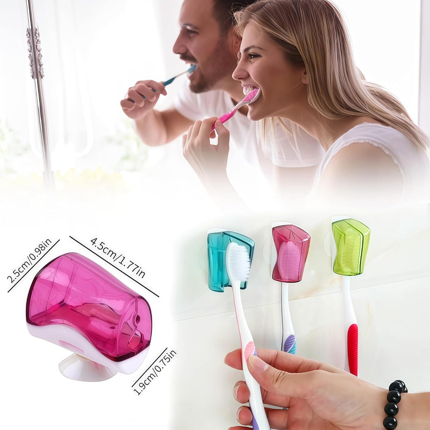 3 Pcs Toothbrush Head Covers, Portable Wall-Mounted Toothbrush Holder with Suction Cup Cover, Tooth Brush Cover Cap for Travel, Home & Outdoor