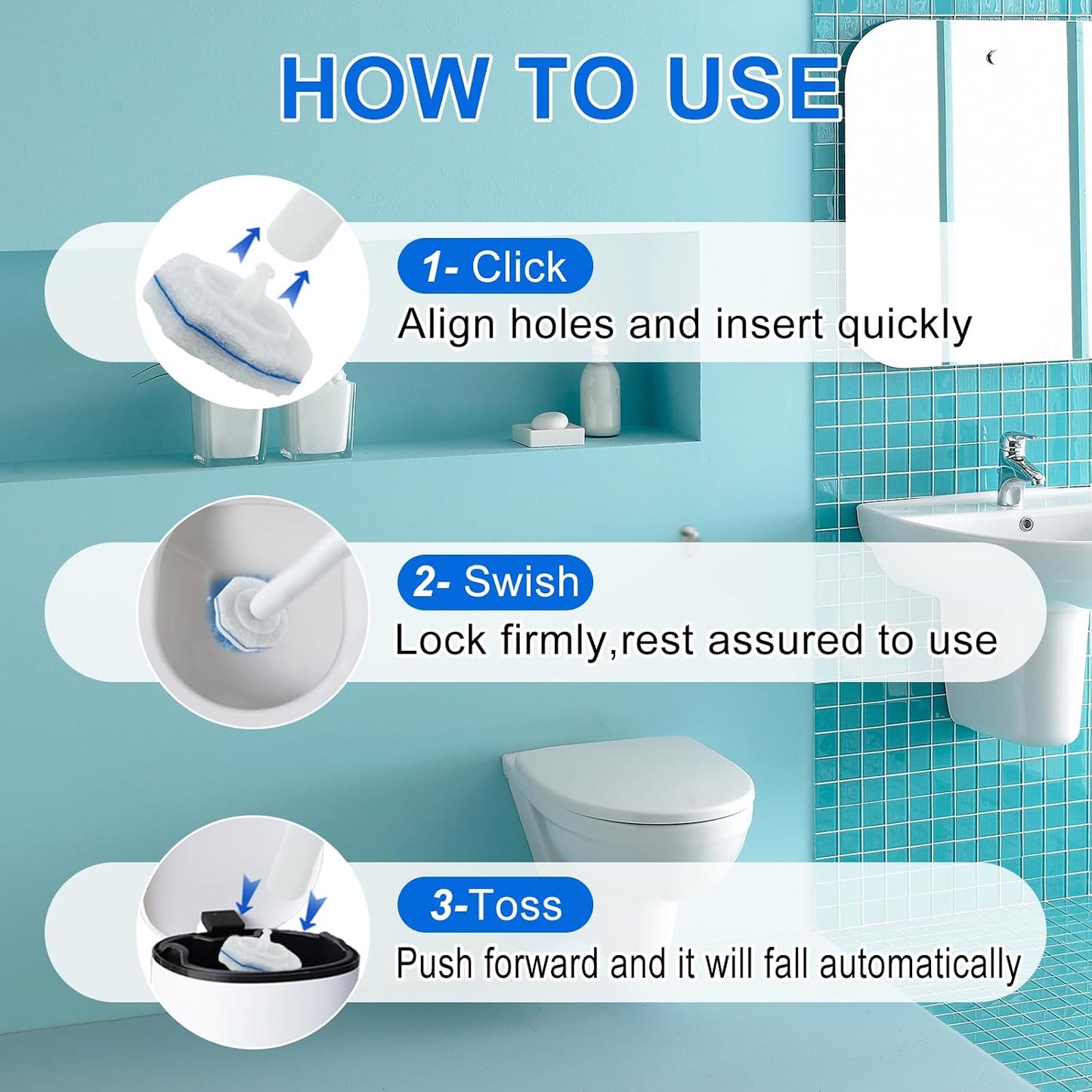 Disposable Toilet Brush and Holder Set, with 30 PCS Toilet Bowl Wand refills for Clorox.