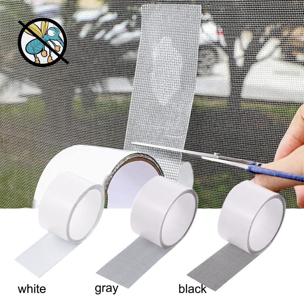 SKYPRO Window Mosquito Net Repair Tape Self Adhesive Window Screen Repair Patch Strong Anti-Insect Fly Mesh Broken Holes Repair(2Pcs,White)