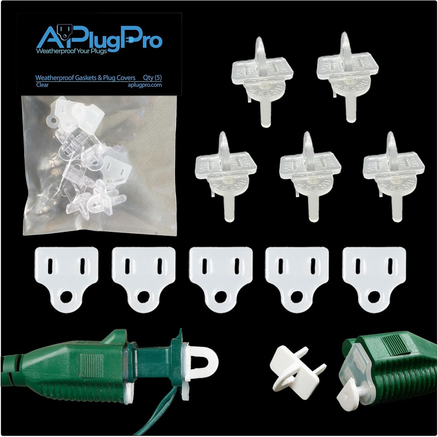 (Set of 10, White0 The Original Weatherproof Gaskets & Plug Covers - Made in USA, Outdoor Waterproof GFCI Protectors, Christmas Light Installation, Extension Cords, Stop GFCIs from Tripping