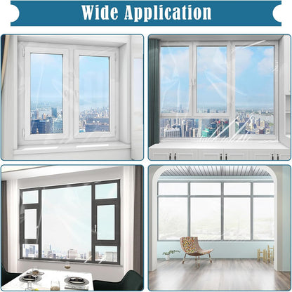 Window Insulation Kit, 63 × 394 Inch Plastic Window Coverings for Winter, Thicken Window Shrink Film Insulator Kit Windows Waterproof Winterizing with 5 Double-Sided Tape for 10 Pcs 3 x 5 Ft Windows