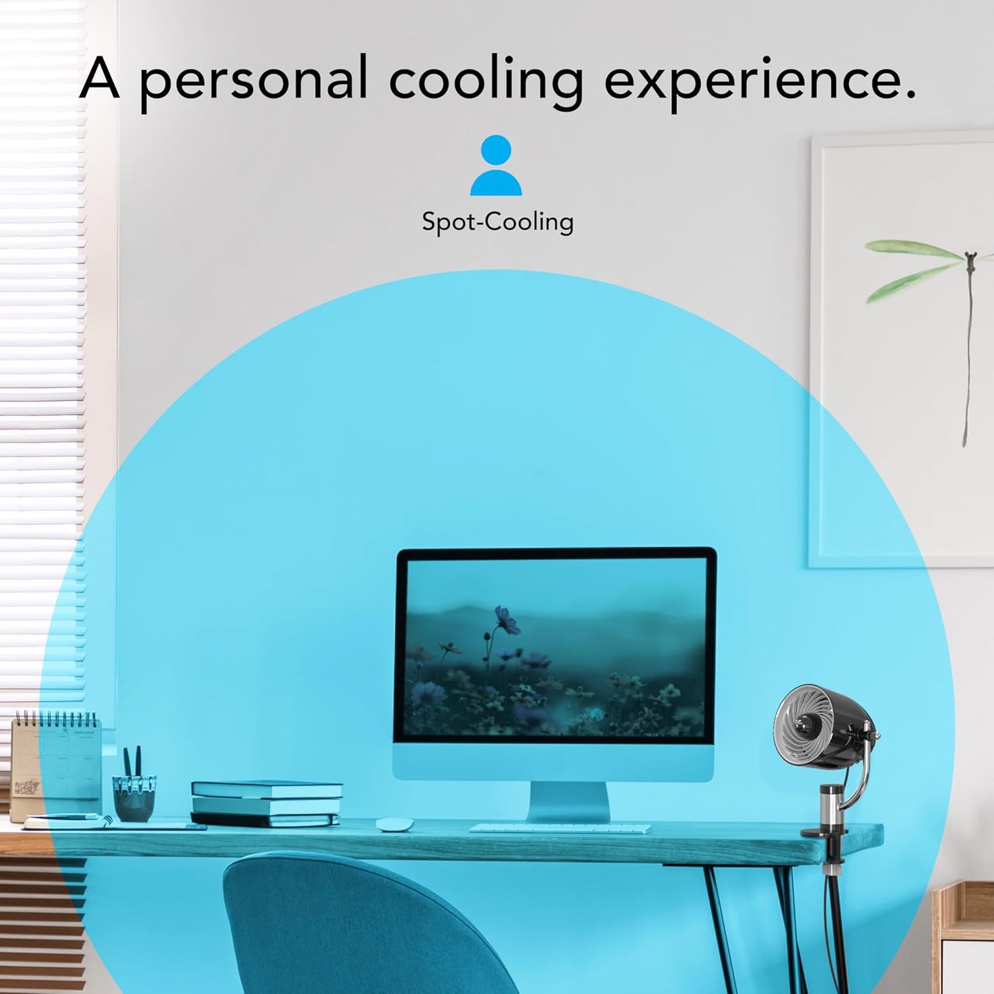 Vornado Pivot Clip Personal Air Circulator, 3-Speed, Portable Desk Fan with Multi-Surface Clip, 360-Degree Adjustable Axis, 9 in Tall, 4 in Diameter, Whisper Quiet, Ice White