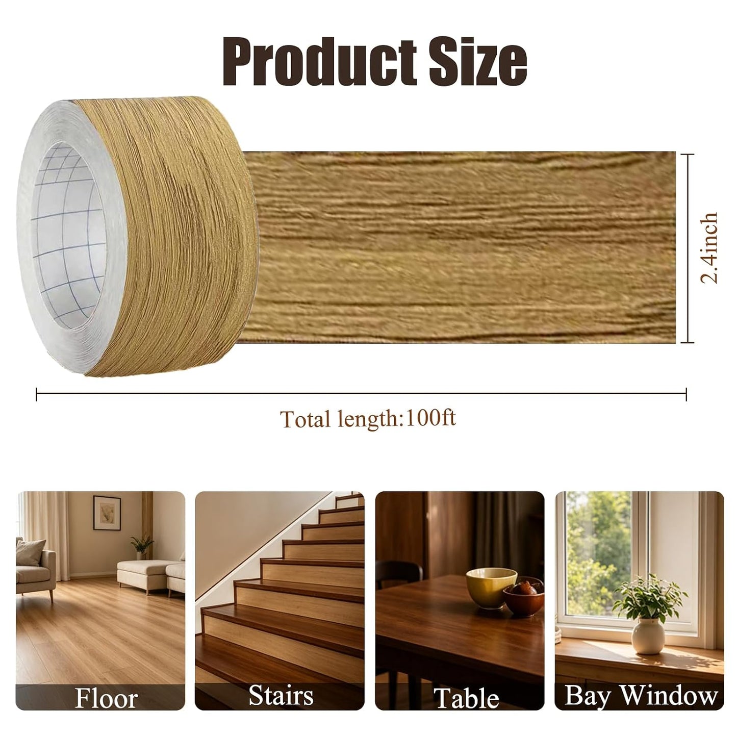 GSCIT Club Wood Grain Repair Tape, 2.4 inch X 15ft Self Adhesive Maple Grain Repair Patch for Tables, Chairs, Baseboards, Doors, Windows, Floors, Handicraft DIY. - Colors B