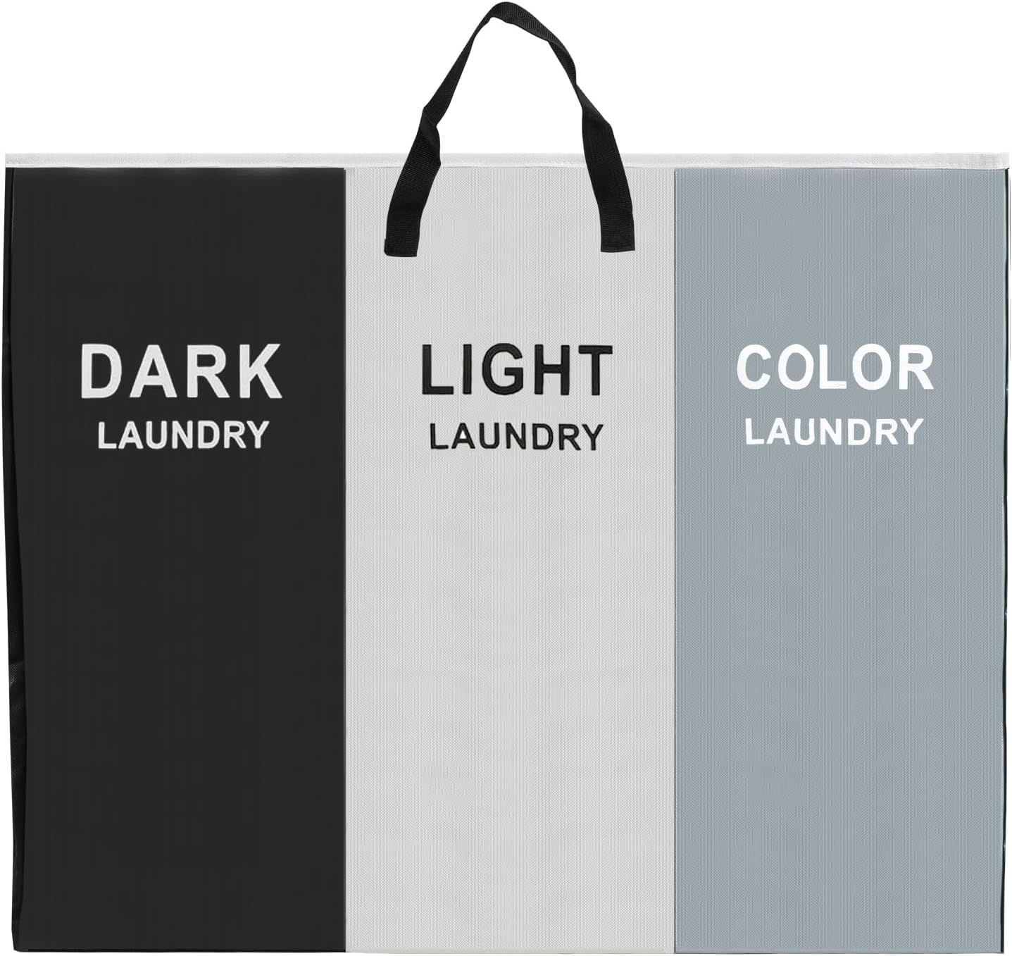 168L Laundry Hamper, Large Blanket Storage Basket Sorter 3 Section Bag Organizer for Dirty Clothes - Toys - Towel,15 X 23 X 28 inch Heavy Duty Laundry Cart Baskets (Black and white gray bag)