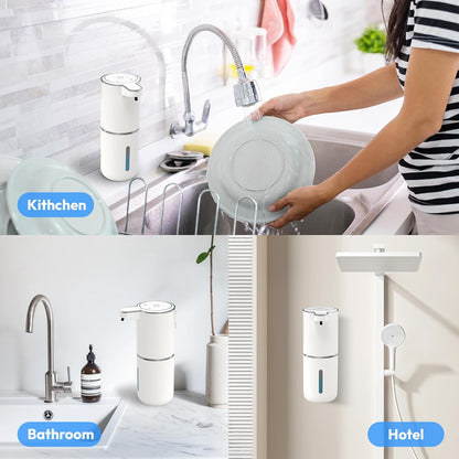 2 Pack Automatic Foaming Soap Dispenser,Touchless Foam Soap Dispenser,12.8oz Rechargeable Wall Mounted Smart for Bathroom and Kitchen Dish Soap,Easy for Toddlers(White)