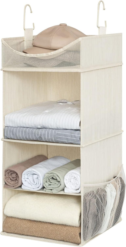 StorageWorks Hanging Closet Organizer, 3-Shelf Hanging Closet Shelves with Top Shelf, 15 ¾"W x 12" D x 31" H, Extra-Large Space, Ivory White