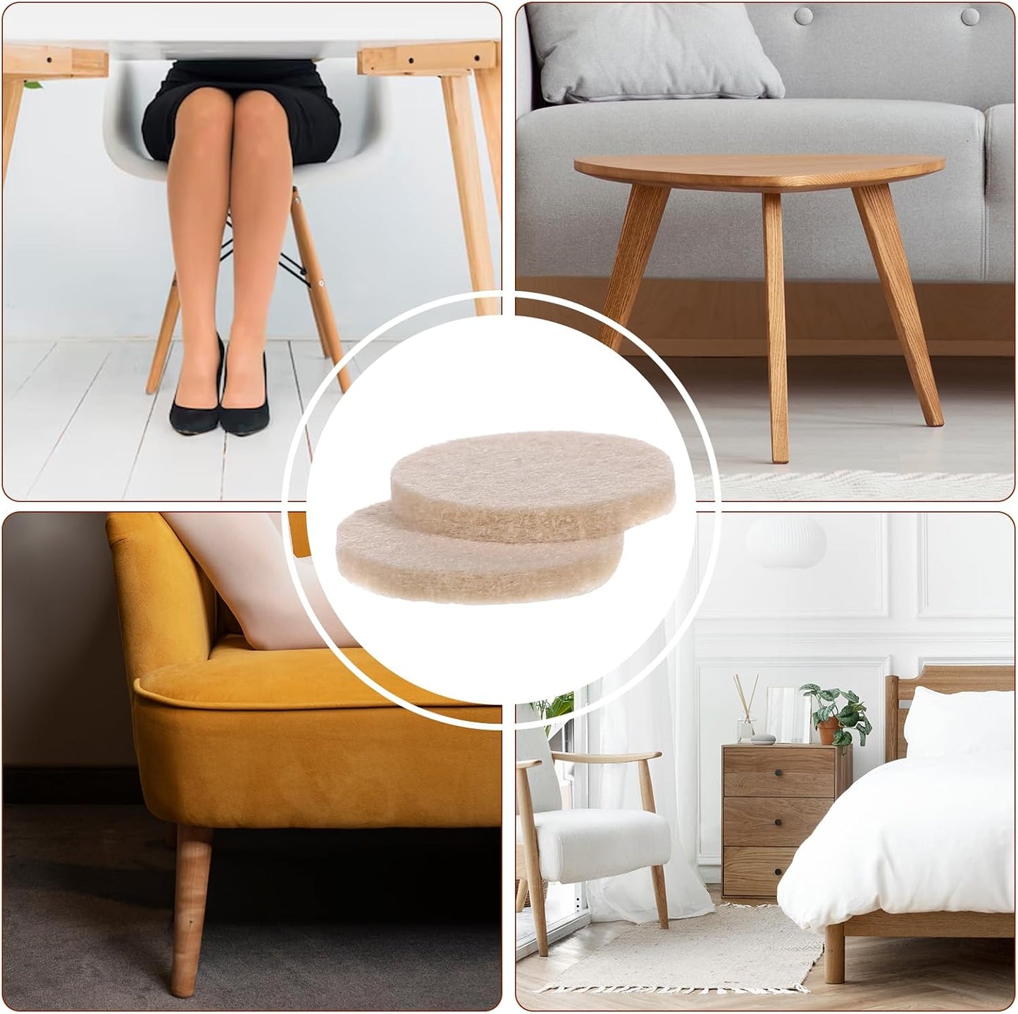 144Pcs Small Felt Pads for Coasters Bottom Dots 3/4" Adhesive Chair Felt Pads Felts Cabinet Door Bumpers Cushion Dots Round Furniture Pad Floor Protectors Furniture Feet for Chair Legs Hardwood Floors