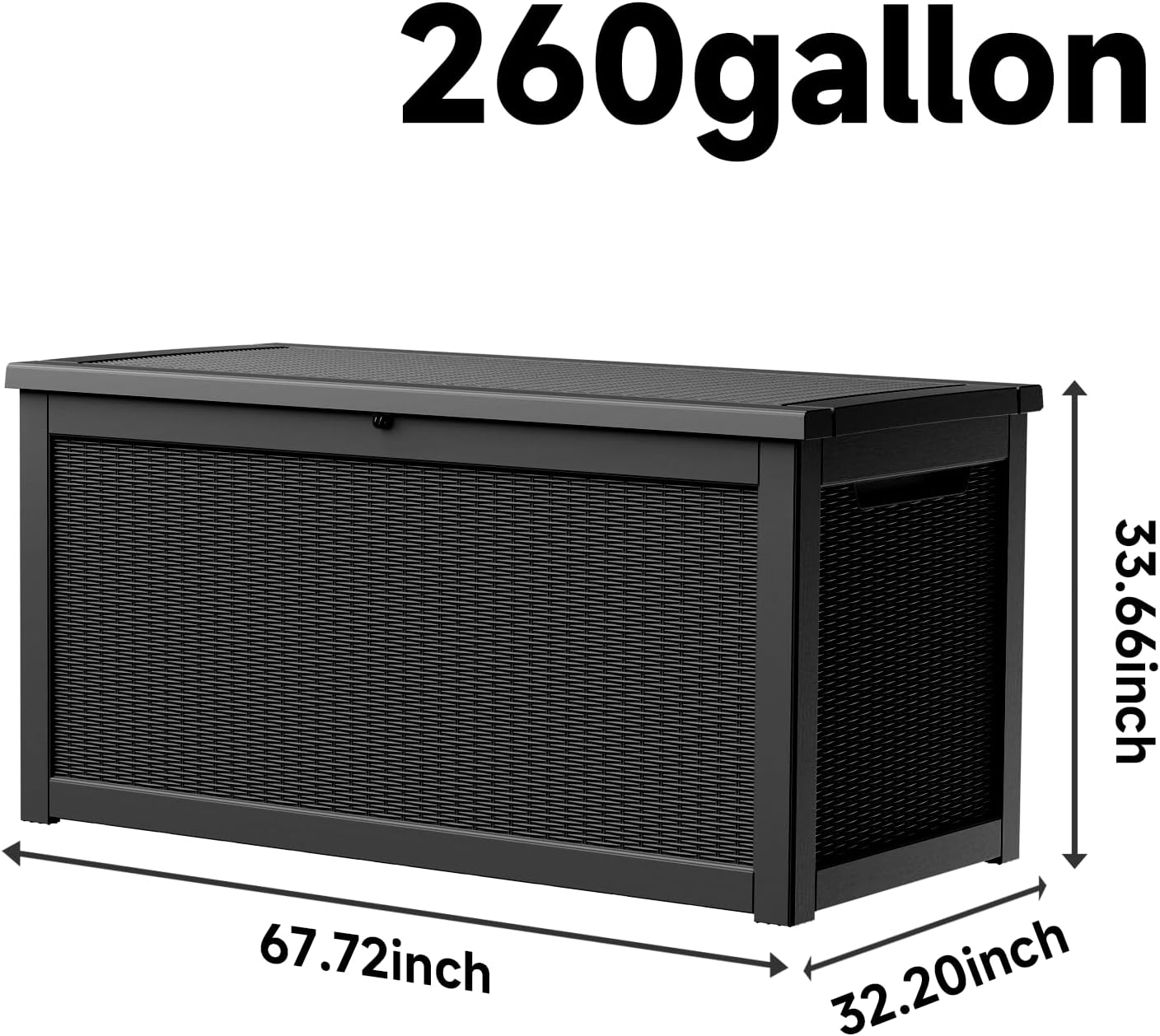 PatioZen 100 Gallon Resin Deck Box, Lockable Patio Outdoor Storage Box for Furniture, Garden Tools and Tools Storage, Waterproof Outside Storage Boxes - Black