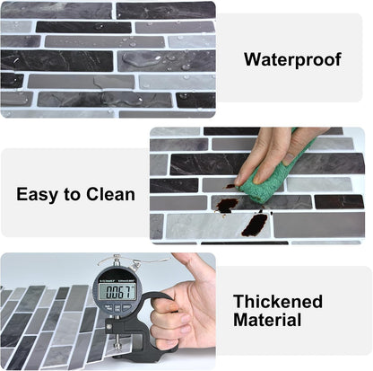 10-Sheet Peel and Stick Backsplash Waterproof Oil-Proof Wall Tiles for Kitchen & Bathroom, Easy Install Self-Adhesive Wall Tiles, Removable Stick-On Backsplash for Kitchen Stove & Walls