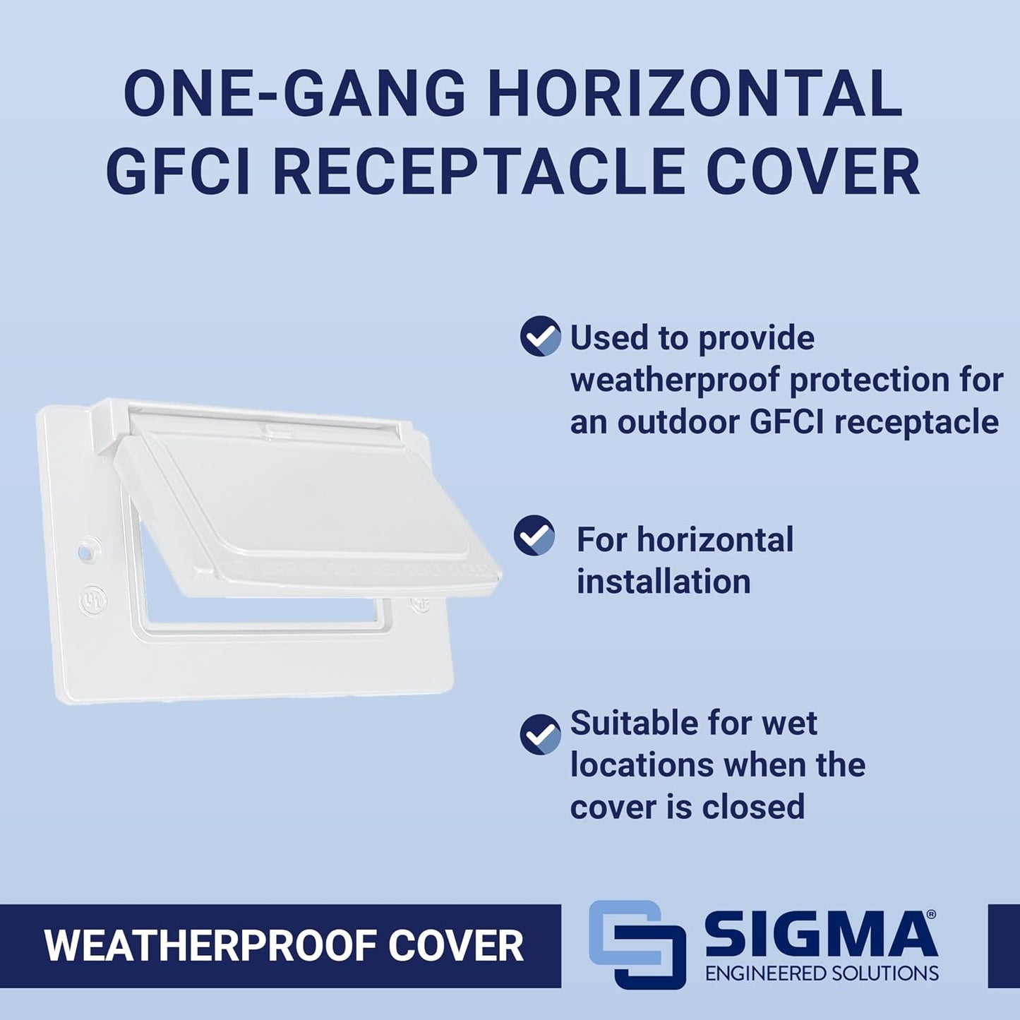 Sigma 14249WH Weatherproof 1-Gang Horizontal GFCI Receptacle Cover, White