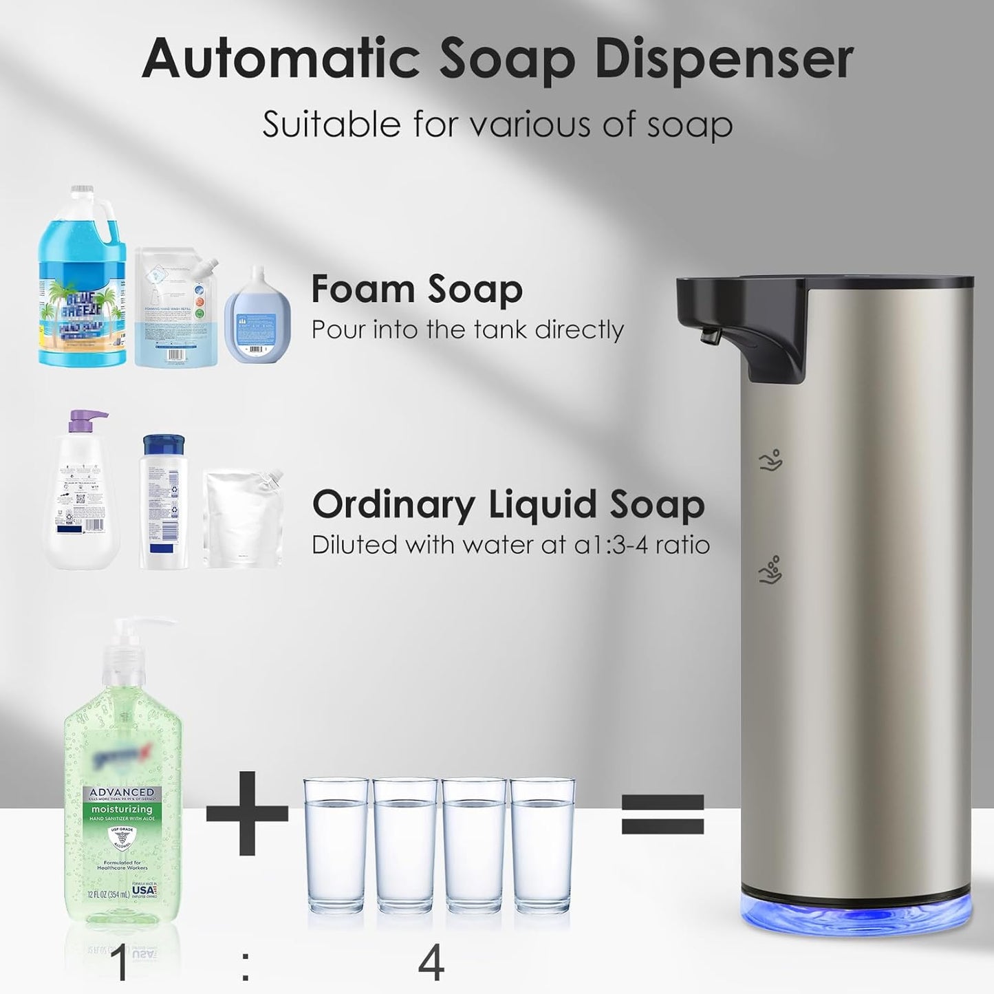 Automatic Soap Dispenser Touchless Foaming: Soap Dispenser Rechargeable for Bathroom