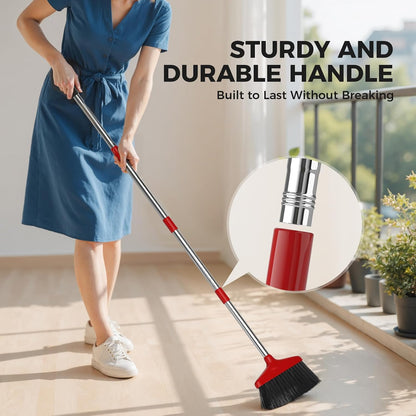 Handy Broom, Indoor/Outdoor Brooms, Duty Kitchen Broom, for Home Garage Kitchen Office Courtyard Lobby Patio Lawn Concrete (1, White)