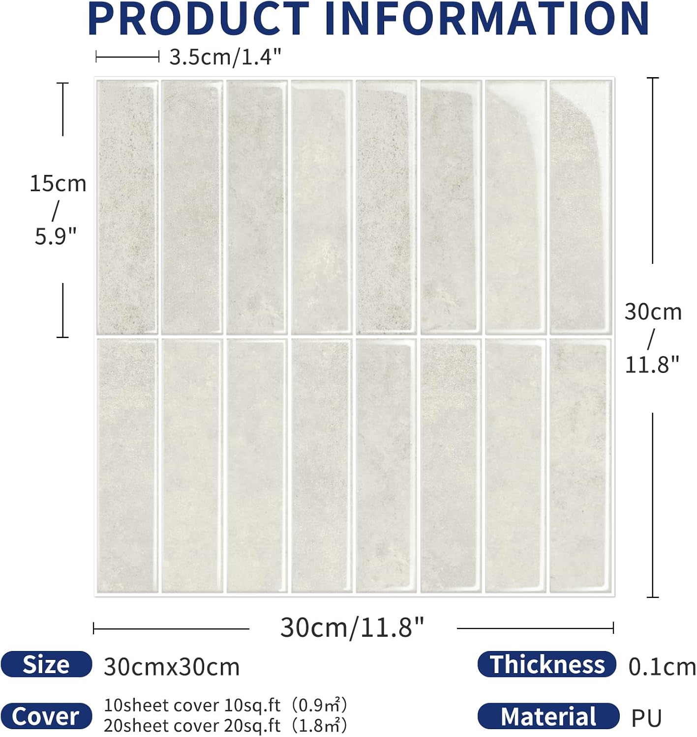 MORCART Peel and Stick Backsplash, 10 Sheets of 11.8"x11.8" - 3D Adhesive Waterproof Wall Tiles for Kitchen, Bathroom, Living Room, Subway Tiles, Gray-Apricot
