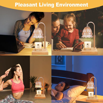 Candle Warmer Lamp with Timer & Dimmer, Candle Warmer Height Adjustable, Fits All Jar Scented Candles, Candle Lamp with 3 Bulbs, Charming Gift Box with Ribbon for Gifting
