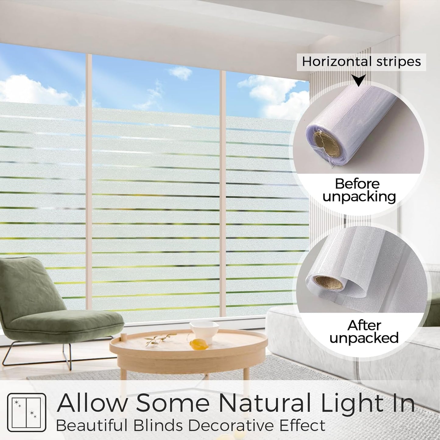 Coavas Frosted Glass Window Privacy Film, Opaque Static Cling No Glue Removable, UV & Heat Blocking Anti-Glare, Renter Friendly Decorative Covering for Bathroom Bedroom Door, 17.5 x 78.7 in