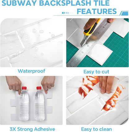 STICKGOO 10 Sheets Subway Tile Peel and Stick Backsplash, Extra Thick 3D Wall Tiles with Commercial-Grade Adhesive for Kitchen, Bathroom, Laundry Room,11.56"x8.38"(White)