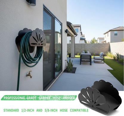 Hose Rack - Garden Hose Holder - Outdoor Hose Organizer - Aluminum Hose Rack - Weather-Resistant Outdoor Hose Storage - Wall-Mounted Hose Storage Solution (Black)