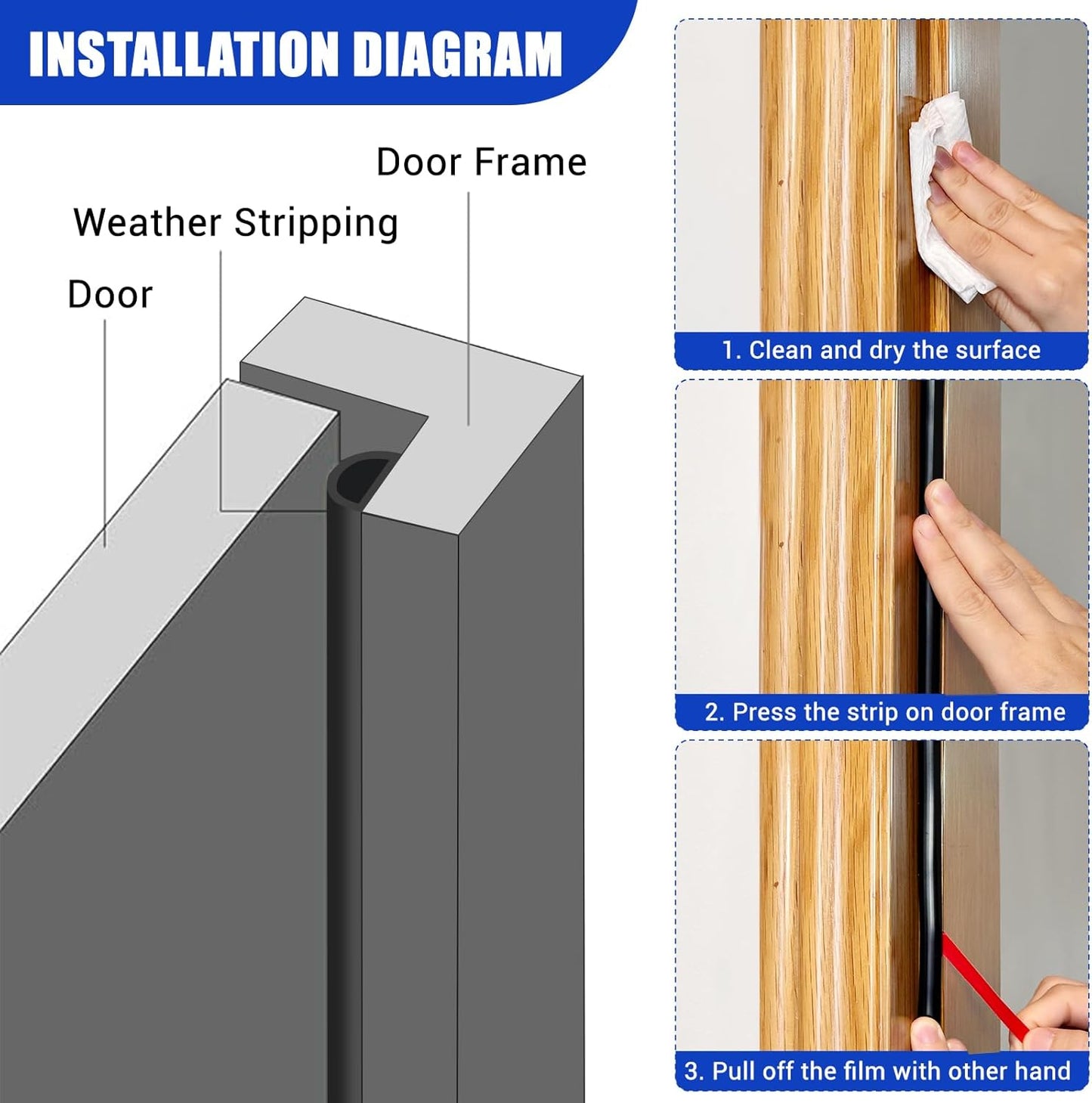 Weather Stripping Door Seal Self Adhesive Weather Strip Silicone D Shaped Door Seal Strip for Door Frame/Window Seal, 20Ft, Brown (3/8" W × 1/4" T)