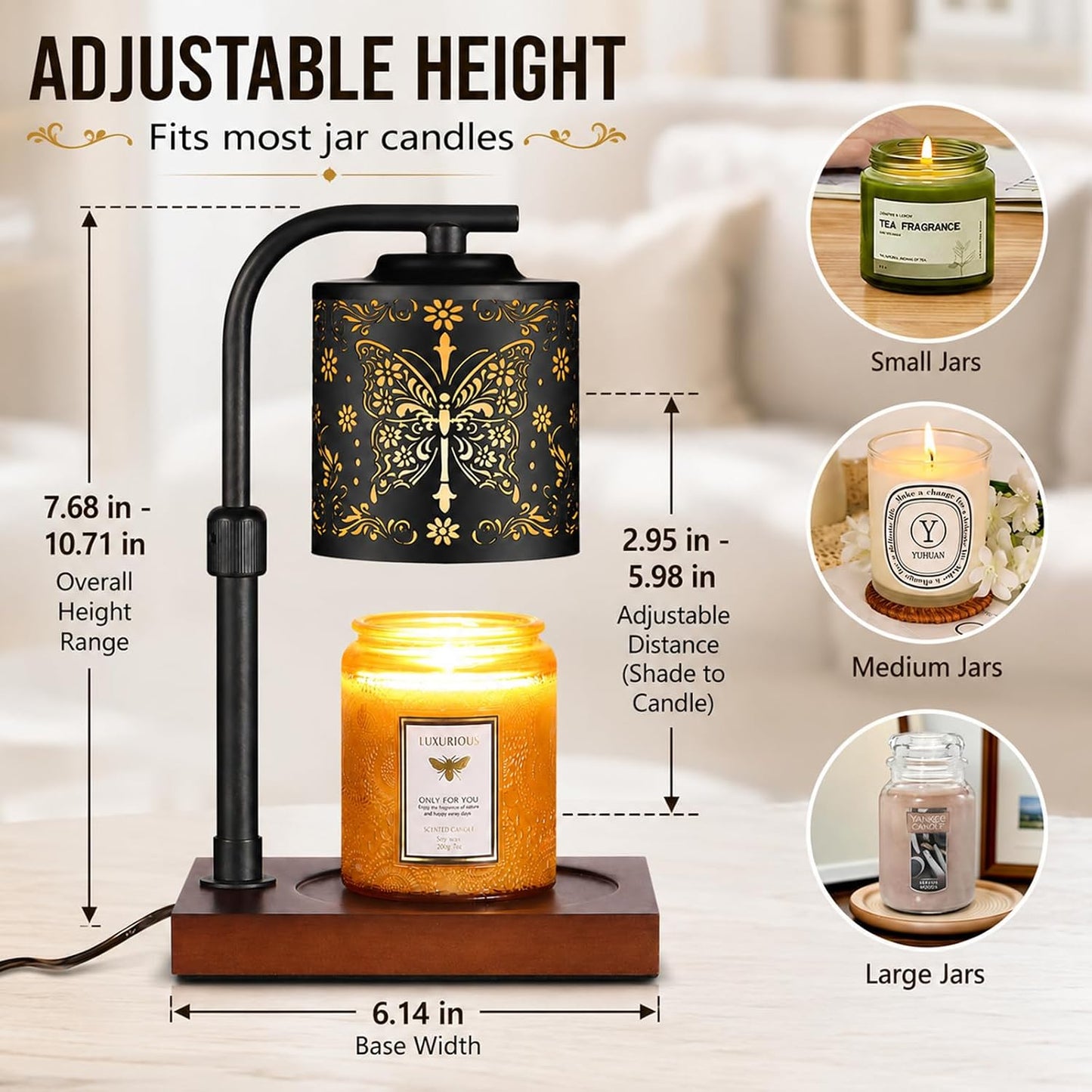 mocosa Candle Warmer Lamp with Adjustable Height Dimmable for New Home Decor Electric Candle Warmer for Jar Candles Birthday Gifts for Women Mom(Hummingbird)
